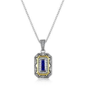 RETRO STYLE BLUE SAPPHIRE GEMSTONE NECKLACE
